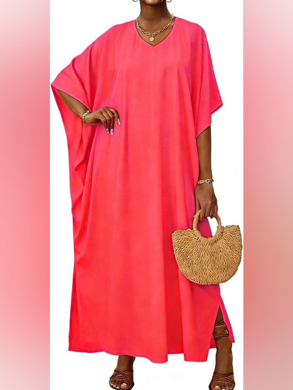 Kaftan Dress V Neck Caftan Batwing Sleeve Swimsuit Cover Up